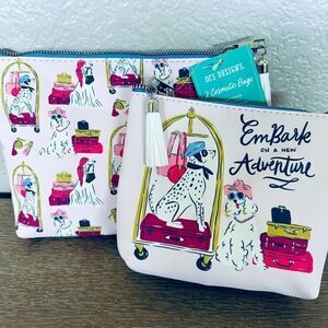 Travel Dogs EmBark on a New Adventure Zipper Cosmetic Bags Set